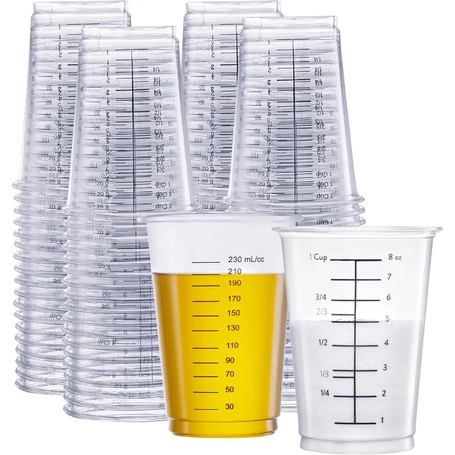 

[10 oz. - 50 Count] Multipurpose Disposable Plastic Measuring Cups - Baking Cng Epoxy Resin Mixing and Measuring Cups - Formerl