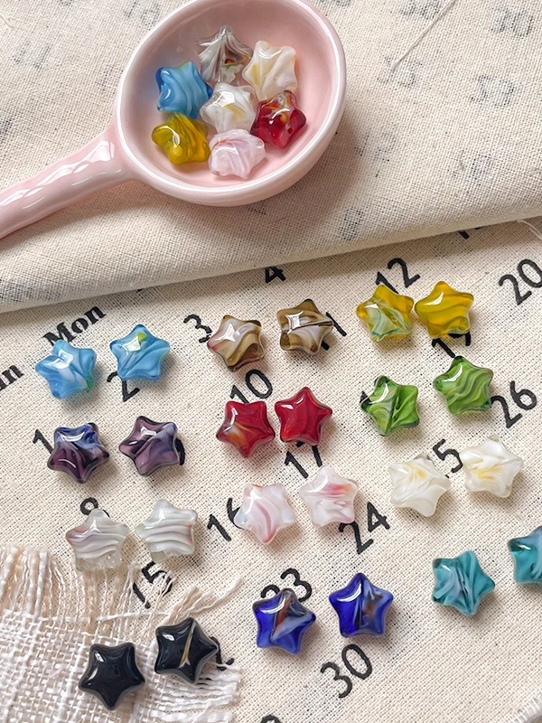 

Браслет из бусин ручной работы: стеклянные бусины в старинном цвете, бусины из смолы в форме звезды, аксессуары, разноцветная смесь для рукоделия DIY