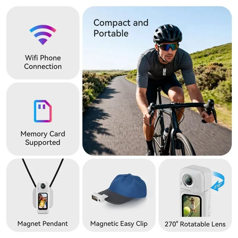 A13E-A5 POV FHD 1080P Wifi Mini Action Camera Wearable Thumb Sports Camera IPS Screen Portable Body Camcorder Hands-Free A view 5