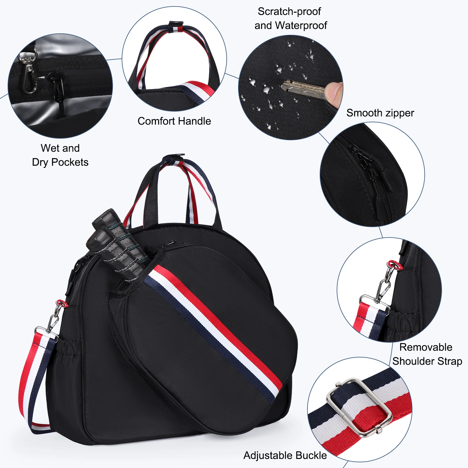 Mochila para equipo multideportivo, bolsa de remo ajustable para Pickleball, tenis y Racquetball, almacenamiento de gran capacidad para hombres y mujeres