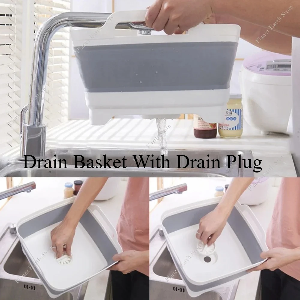 

Складная пластиковая раковина для овощей 2025 года со сливной пробкой, портативная ванна для стирки, сливная корзина для мытья фруктов и овощей