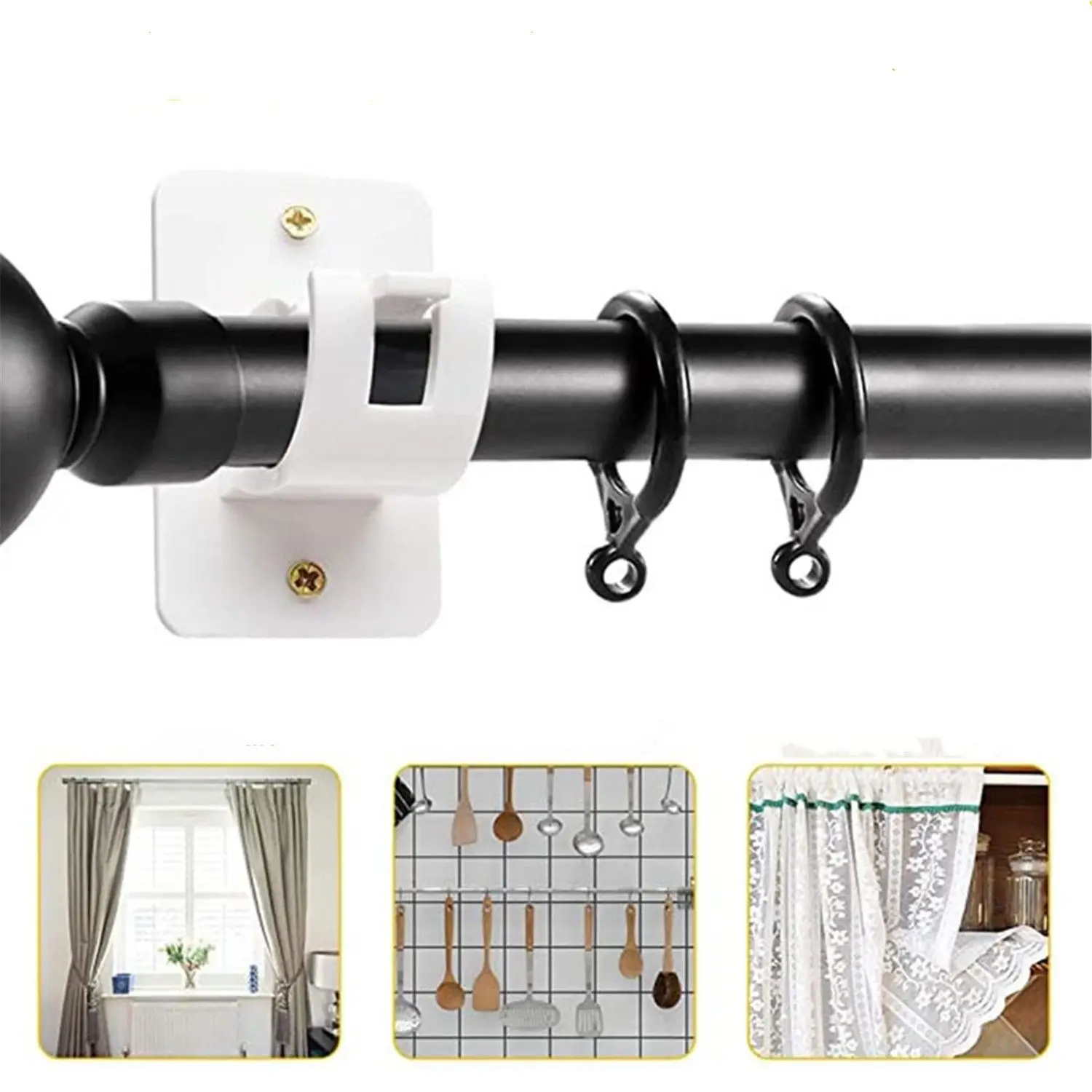 

Towel Plastic Screws Self Adhesive Mounting Bracket Wall Hooks Fixing Rod Holder Curtain Rod Holder