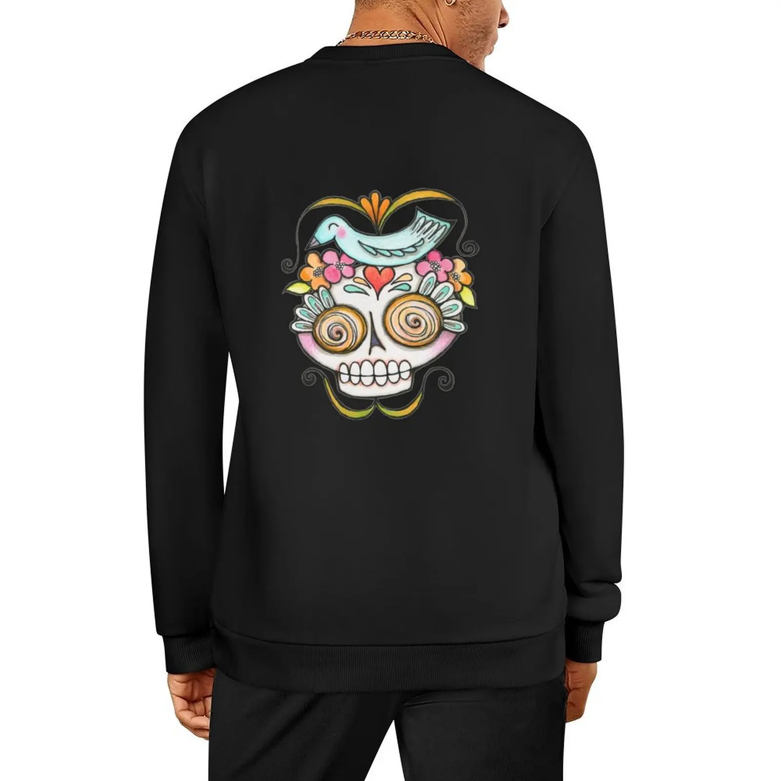 

Sugar Skull with Bird Pullover japanese style aesthetic clothing mens clothes men clothing oversize sweatshirt