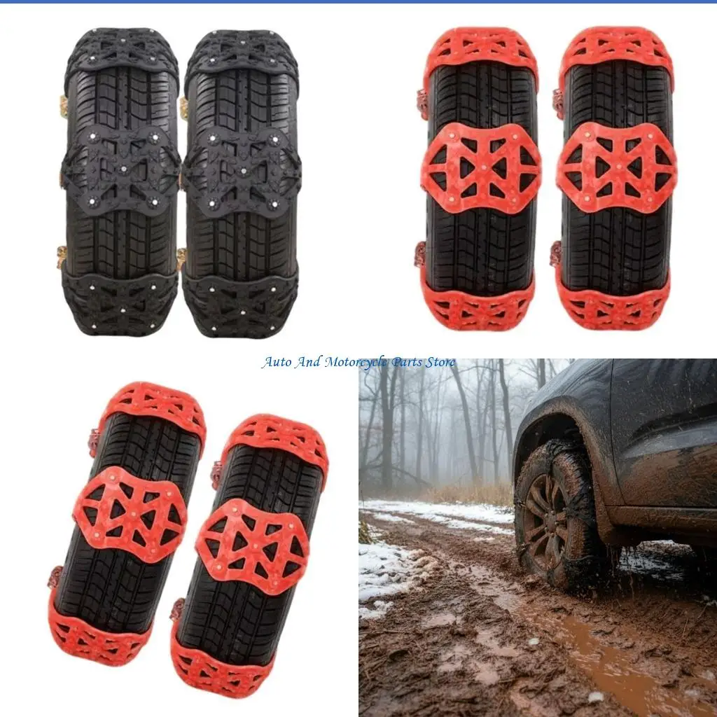 P9FD 4PCS Strong Against Slip Snow Fetters For 165 245mm Tires SUV Car Permanent Rubber Winter Road Pull Grip