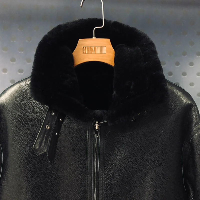 Jackets Real Leather Men Sheepskin Fur Jacket Sheepskin Wool One Mid-length Sheep Shearling Coat Thickened Winter Jaqueta