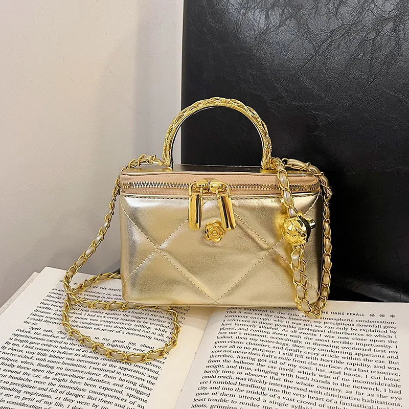 2025 Luxury Designer Women's Small Box Bag Brand British Style Square Handbags Female Fashion Argyle Crossbody Bag Makeup Bag