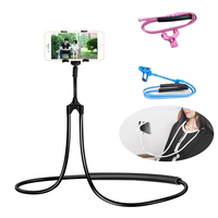 Universal mobile phone hanging Adjustable 360° Rotating Mount Lazy Holder Extendable Neck Hanging Selfie Stick Rack for iPhone