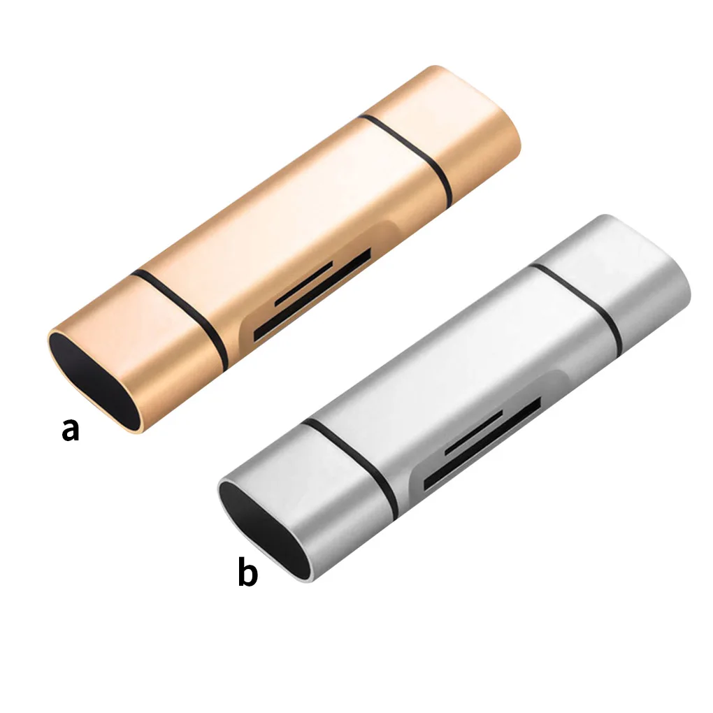 5-in-1 Card Reader Type-c USB Card Reading Device Computer Phone TF SD Aluminum Alloy Reader, Gold