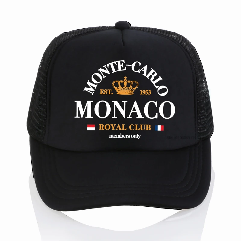 

Men's Monte Carlo Royal Club Graphic Breathable baseball cap summer outdoor sport trucker hat fashion casual unisex mesh sun hat