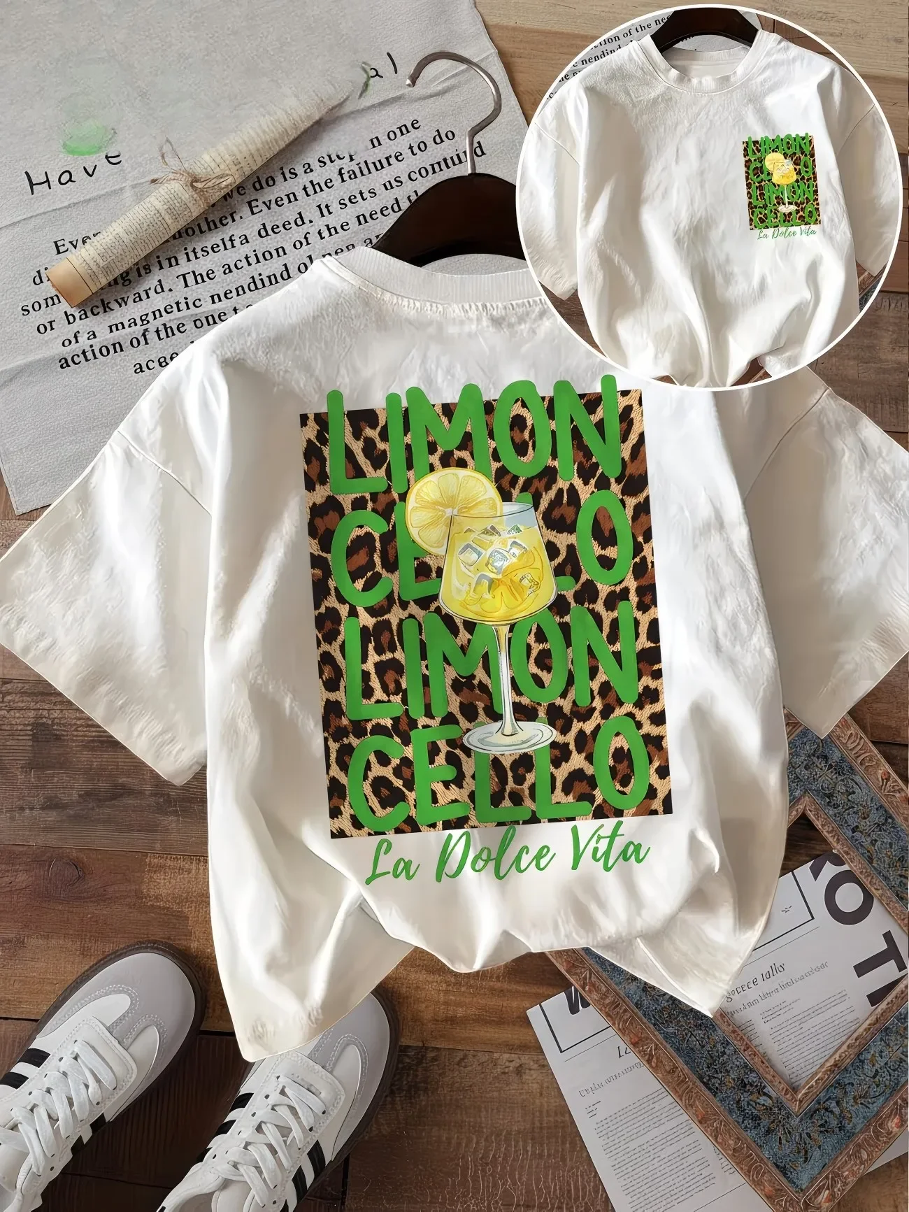 Vintage La Dolce Vita Graphic Tee | Limoncello Lemon Drink Leopard Print T-Shirt | Harajuku Streetwear  Top | Summer Fashion