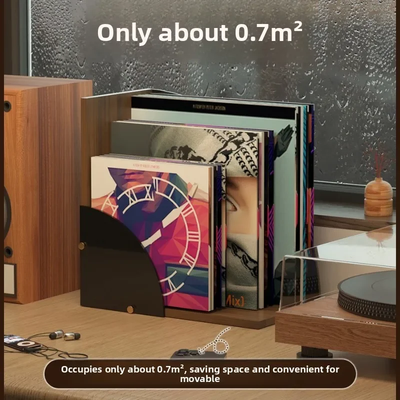 Minimalist Wood Storage Rack Vinyl Record Holder Shelf for Study Large Capacity Desktop Display Heavy Load Bearing CD Organizer
