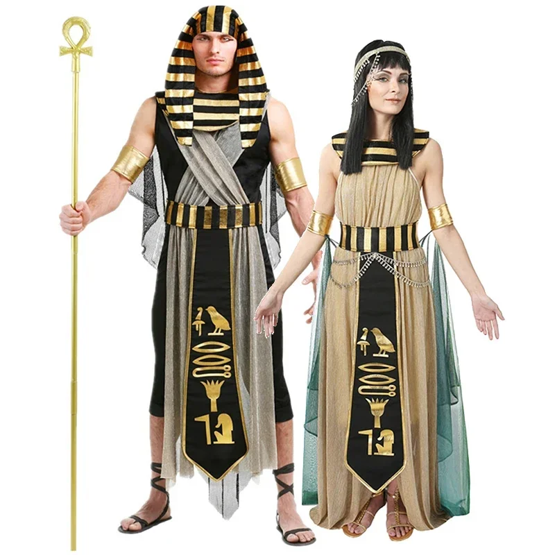 

Carnival Halloween Pharaoh Cleopatra Couples Costume Myth Goddess Role Play Cosplay Fancy Party Dress