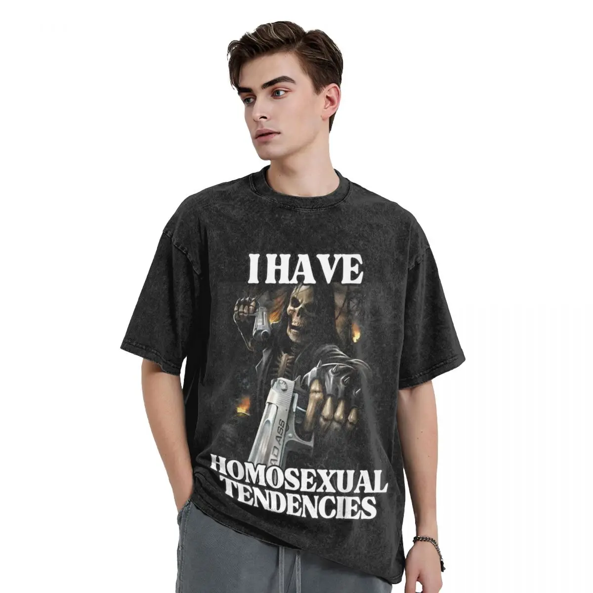 I Have Homosexual Tendencies Fun Edgy Hard Skeleton Meme T Shirt Simple T Shirts Streetwear Tshirt Casual O Neck Oversize Tees