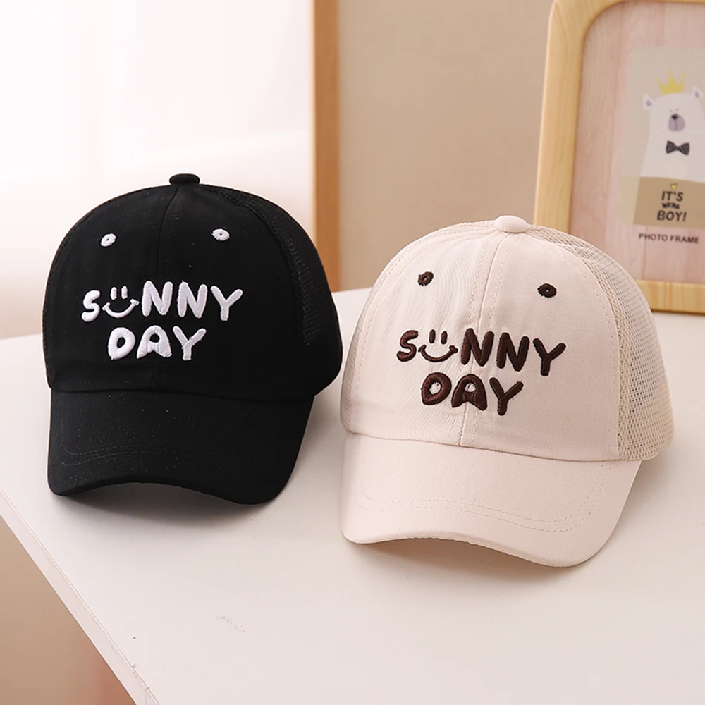 Children\'s Mesh Cap Sunny Day Boys Girls Korean Style Hats Baby Embroidered Letter Baseball Cap For Kids 2-8 Years