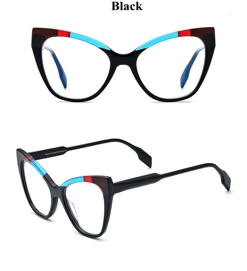 Chashma Cat Eye Optical Frame Women Top Quality Acetate Eyewear for Prescription Lenses Fashion Stylish Recipe Glasses Frame