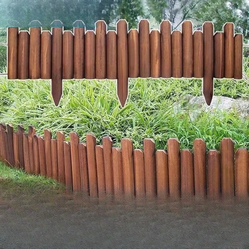Weather Resistant New Zealand Pine Fence Anti-Rot Wooden Picket Edging Outdoor Garden Yard Flower Bed Landscape Barrier