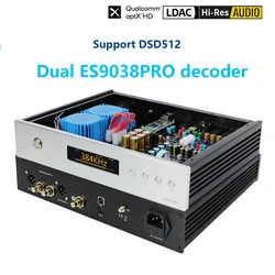 Dual ES9038PRO Audio Decoder Fully Balanced QCC5125 Bluetooth 5.0 DAC Support DSD512 PCM384KHz Lossless Decoding AMANERO USB