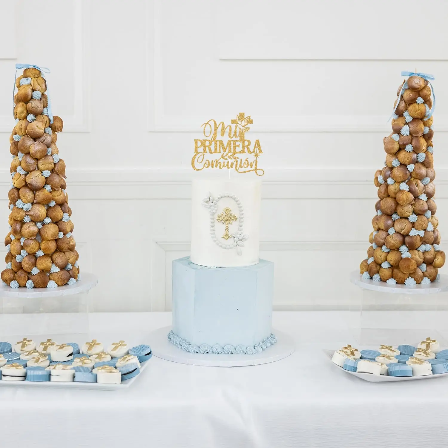 قطعة واحدة من قطعة كعكة الصليب الذهبية من My First Communion (النسخة الإسبانية) لتزيين كعكة عيد ميلاد الله
