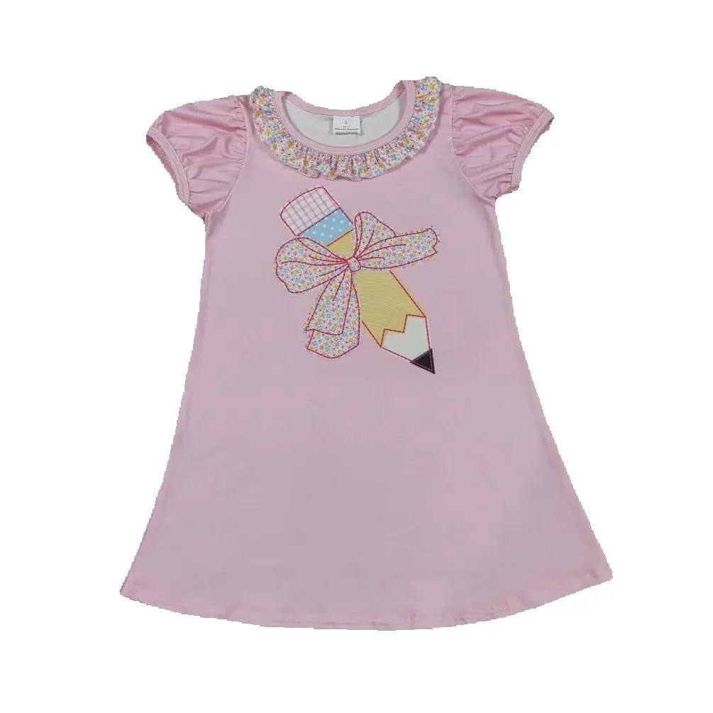 

New clothes for girls summer dress Bow Pencil short sleeve dress Wholesale Boutique baby girls clothes