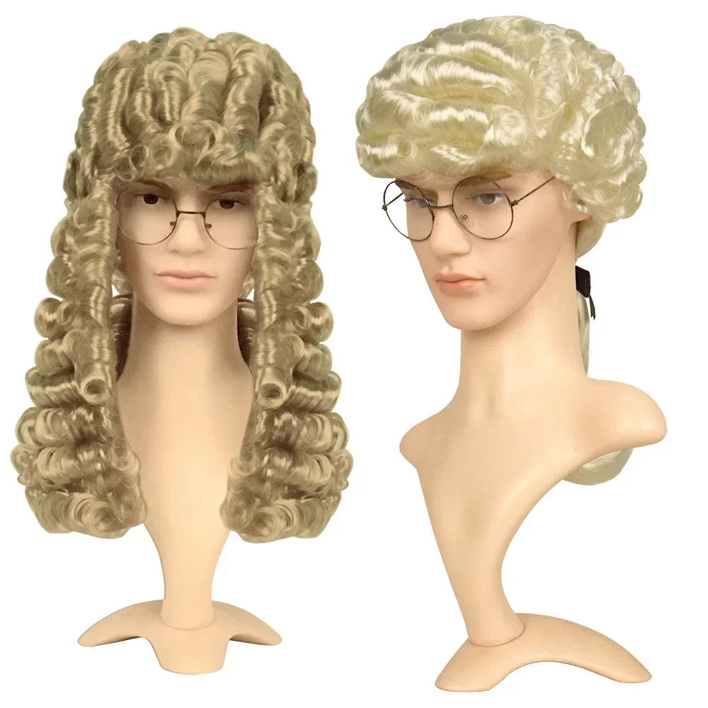 

Peruca de advogado europeu e americano cos cabelo curtoencaracolado masculino feminino tribunal de lei desempenho vestido peruca