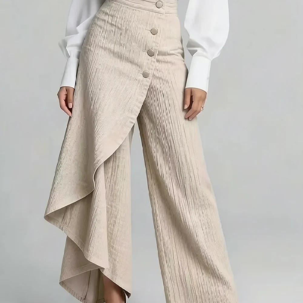 Ladies Slim Fit Faux Jean Print Leggings Button Closure Trousers Trendy Streetwear Casual Fashion Pants Soft Fabric