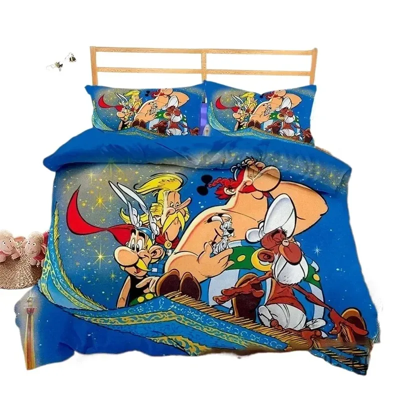 3D Print Asterix And Obelix Cartoon Bedding Set Double Twin King Duvet Cover Comforter Pillowcase Boys Girls Adults Bedroom