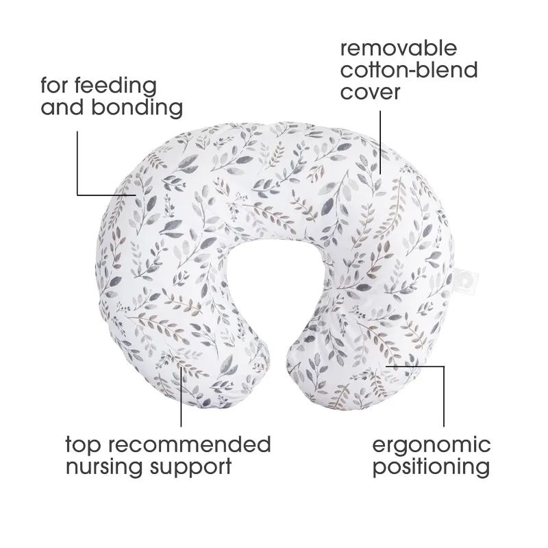 

Original Nursing Pillow, Gray Taupe Leaves, Ergonomic Nursing Essentials for Bottle and Breastfeeding, Firm Fiber