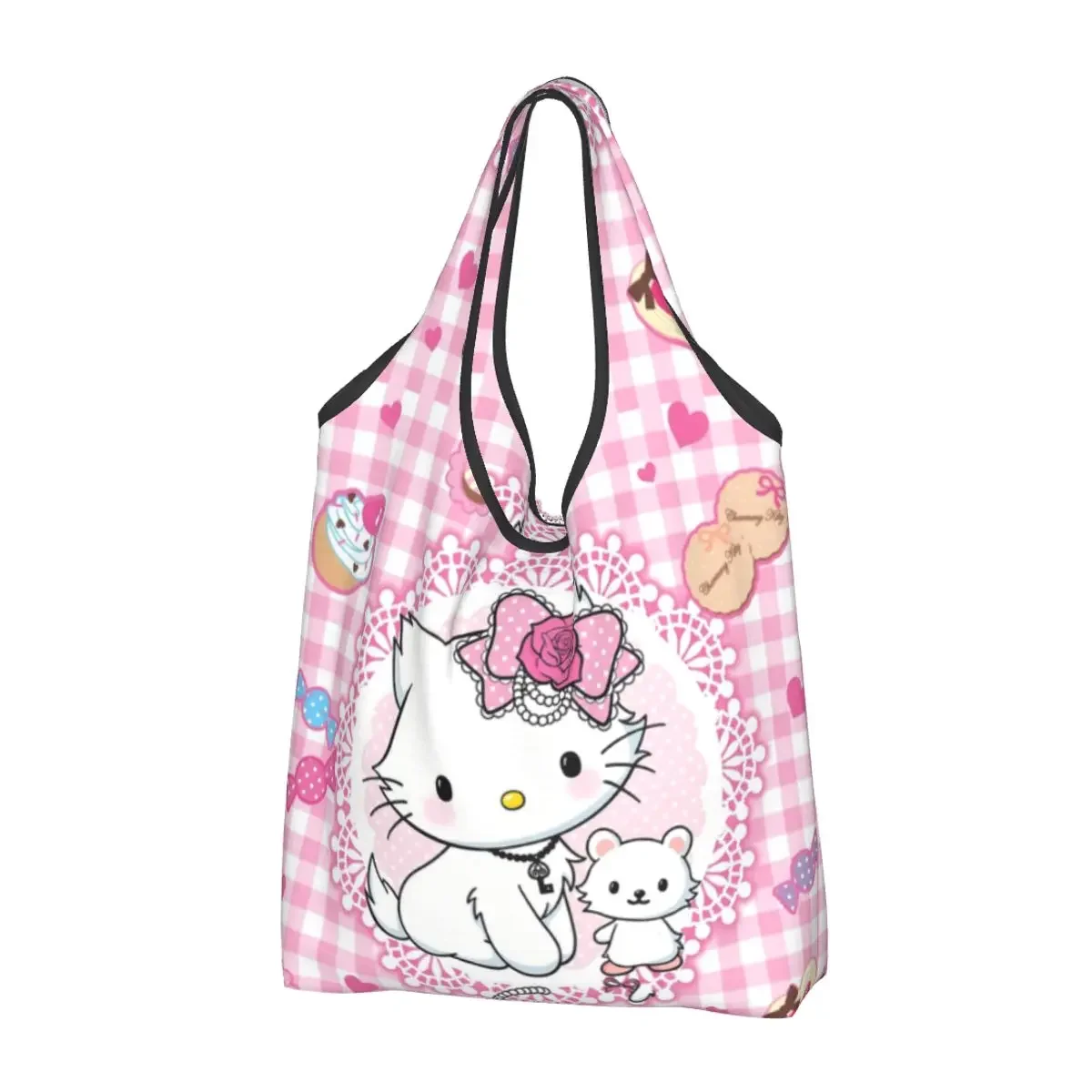 

Custom Charmmy Sanrio Cartoon Shopping Bag Women Portable Big Capacity Grocery Tote Shopper Bags