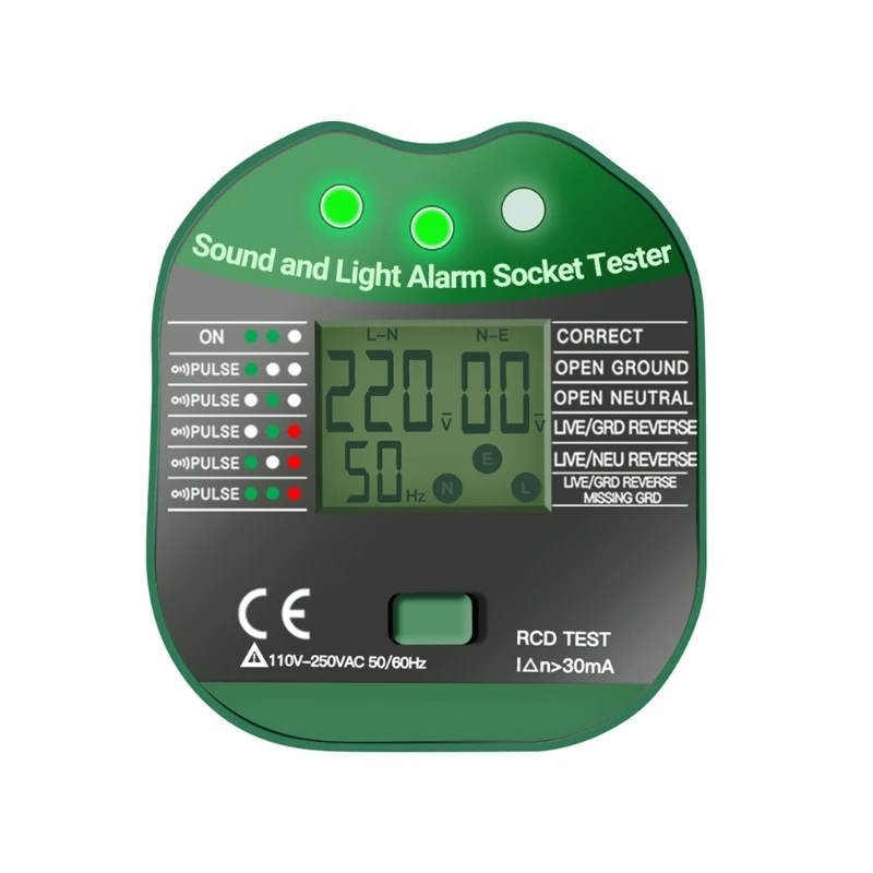 Industrial Grade Socket Tester Mains Outlet Tester Large Screen Wall Plug Finder