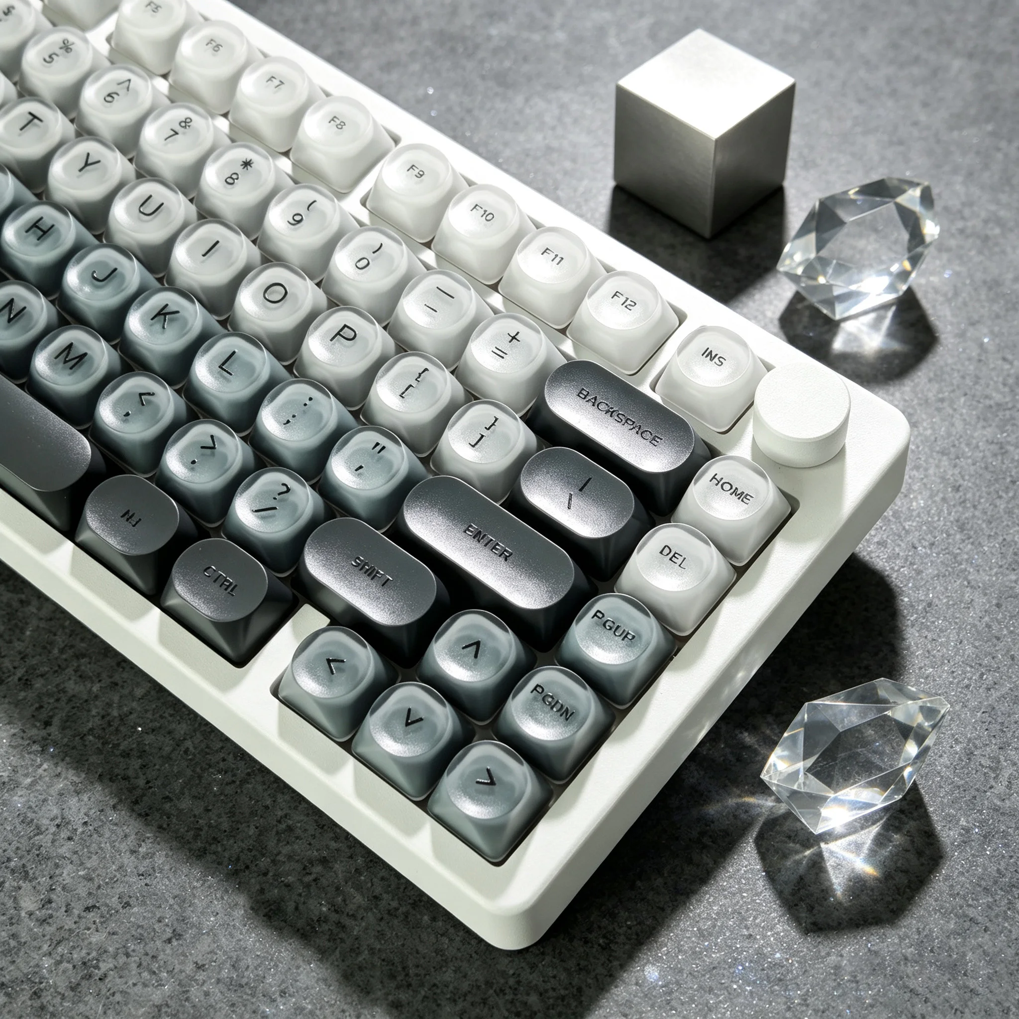 Polar Day Gradient Crystal Keycaps Set Custom DIY Gaming Mechanical Keyboard PBT Key Caps Set for Keyboard 68 70 80 90 100