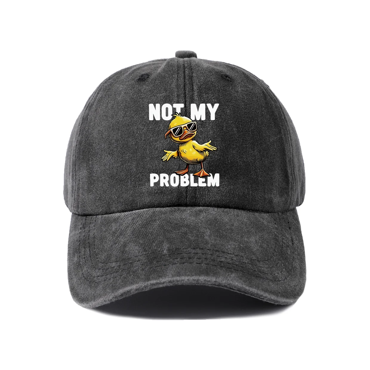 Vintage Washed Baseball Cap with Not My Problem Graphic, Adjustable Unisex Dad Hat, Streetwear Gift
