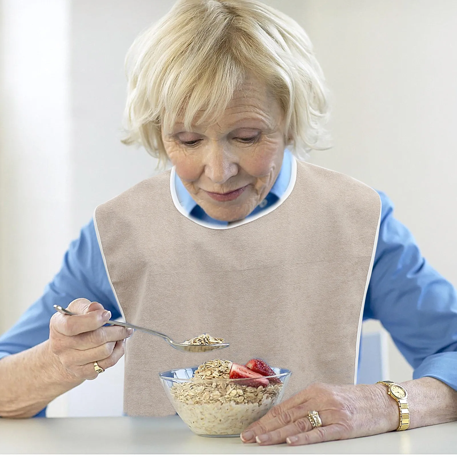 Adult Meal Bib Waterproof Durable Reusable Easy to Clean Feeding Apron for Elderly and Patients Practical Adult Bib