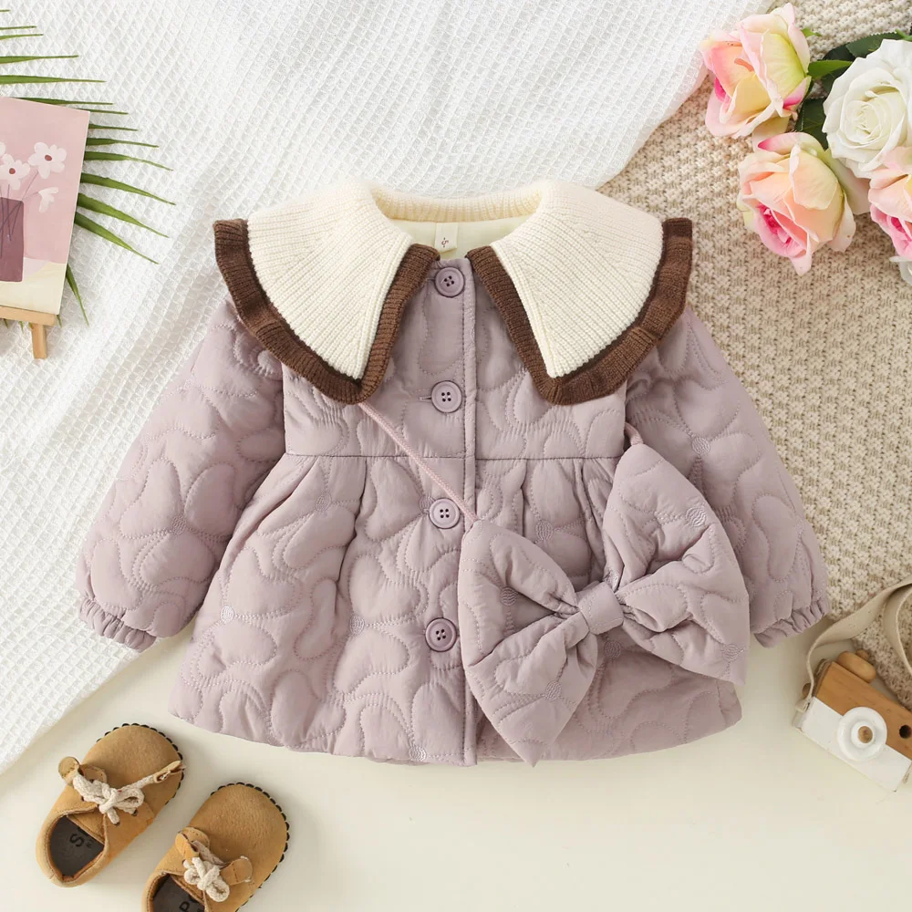 Girls\' Cotton Jacket For Autumn And Winter New Style With Thick Collar And Cotton Jacket Winter Clothes Cotton Jacket Free Bag