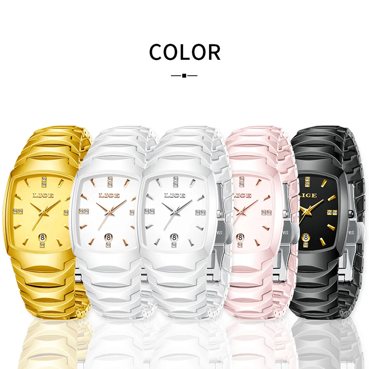 LIGE Orologio da donna d'affari cinturino in ceramica di lusso orologi da donna impermeabili moda creativa quadrante con diamanti orologi da polso al quarzo regalo