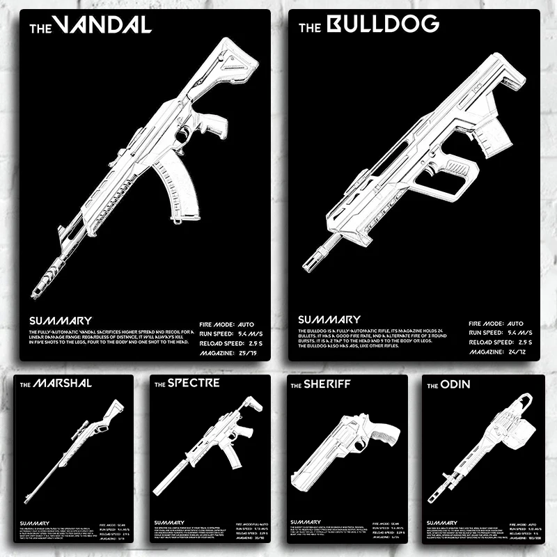 Valorant Video Game Weapon  Series Art Home Wall Decor Picture for Playroom Living Room Canvas Painting Print Posters Gift