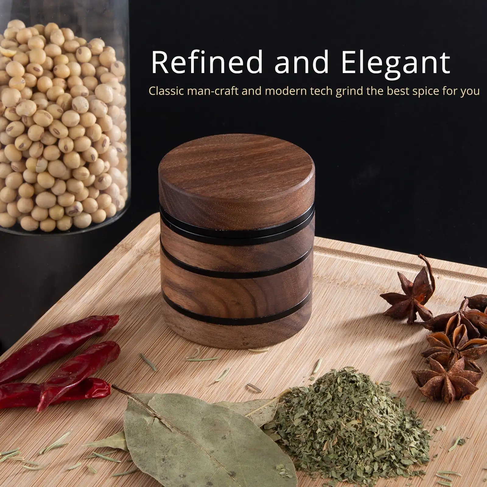 Wooden 4 layer High-grade and   aluminium alloy herb grinder  63mm  smoke herb  grinders spice mill cigarette accessorie