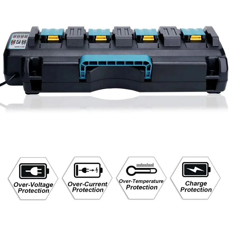 For Makita 18V 14.4V 4 Ports Li-Ion Battery Charger DC18RD DC18SF for Makita 14.4V 18V 20V BL1830 BL1840 BL1850 BL1860 Bl1430