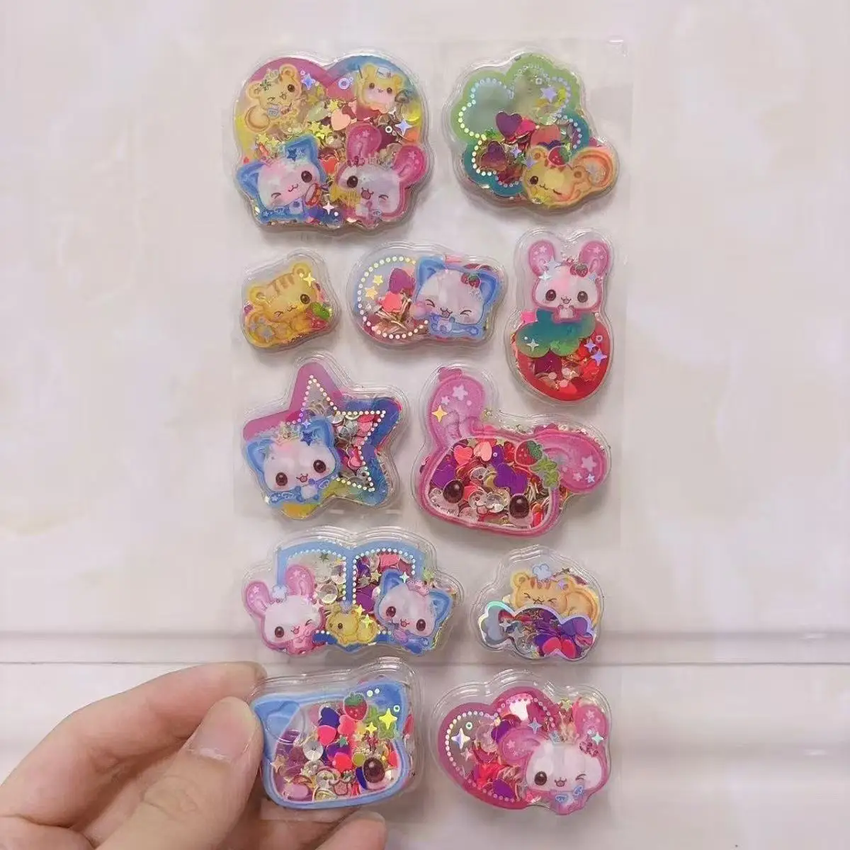 Japanese Style Cartoon Water Drop Stickers Creativity Retro Flash Mobile Phone Case Decorationstudent Diy Handbooks Stickers