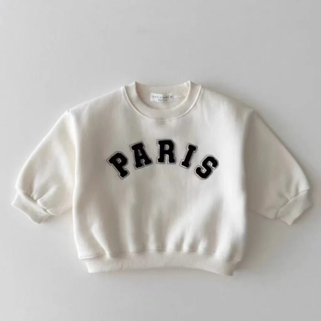 2026 Autumn New Baby Long Sleeve Casual Sweatshirt Fashion Letter Print Boys Girls Loose Versatile Tops Toddler Clothes