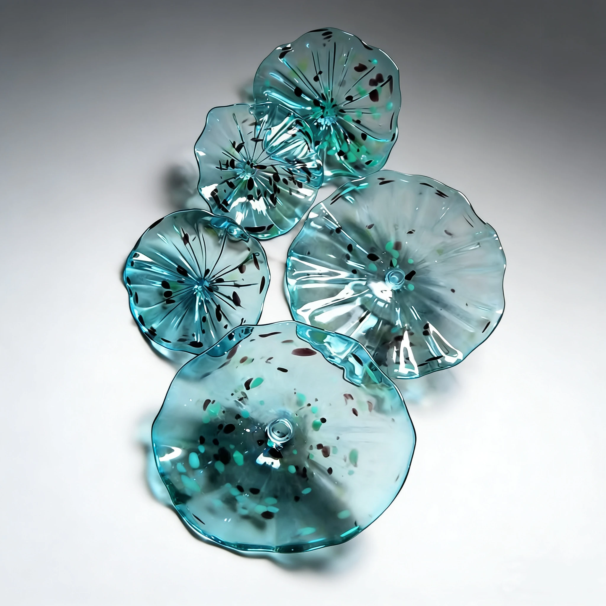 Home Decor Lotus Flowers Murano Glass Flower Plates Hand Blown Glass Wall Art