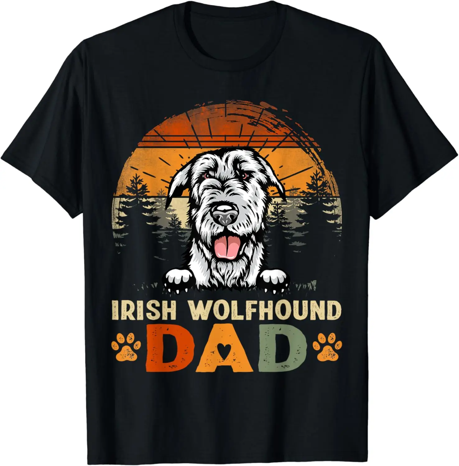 

Irish Wolfhound Dog Dad Vintage Retro Father's Day T-Shirt