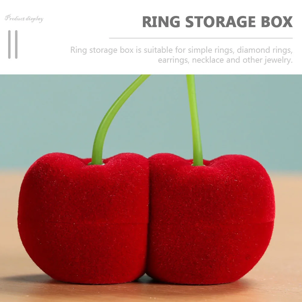 

2Pcs Cherry Shaped Ring Box Jewelry Gift Case Wedding Engagement Proposal Ring Holder Earring Case Cherry Earring Box