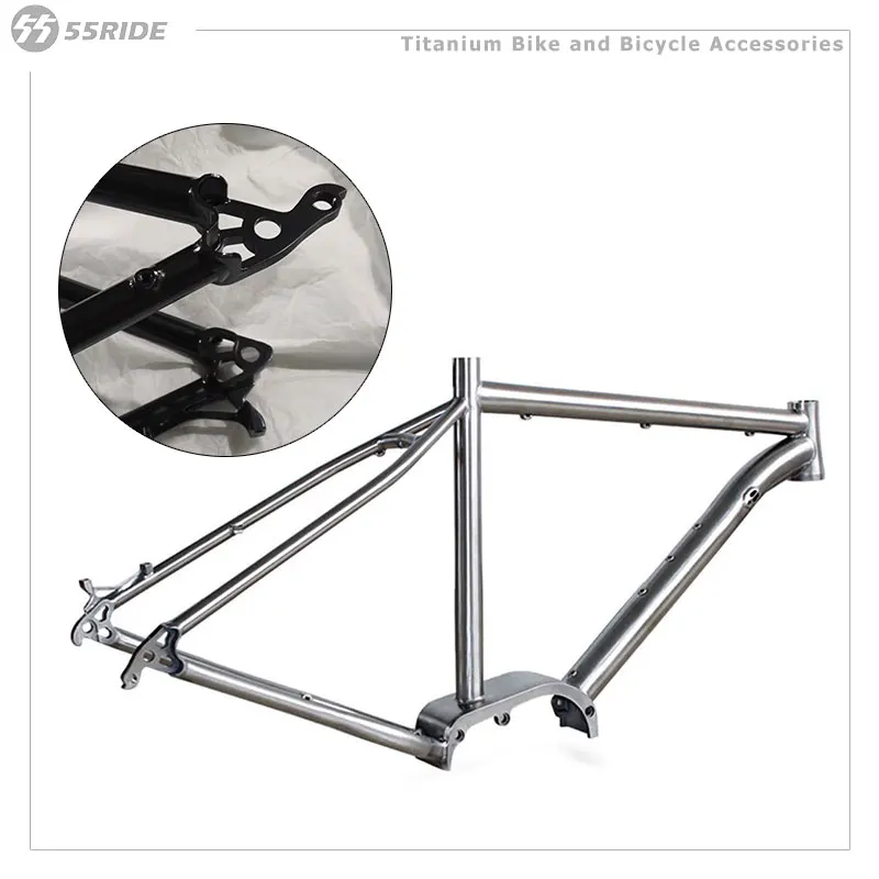 Titanium E-Bike Frame with Mid Drive Motor, Electric MTB Fat Tire Cycling Parts, Bafang M820