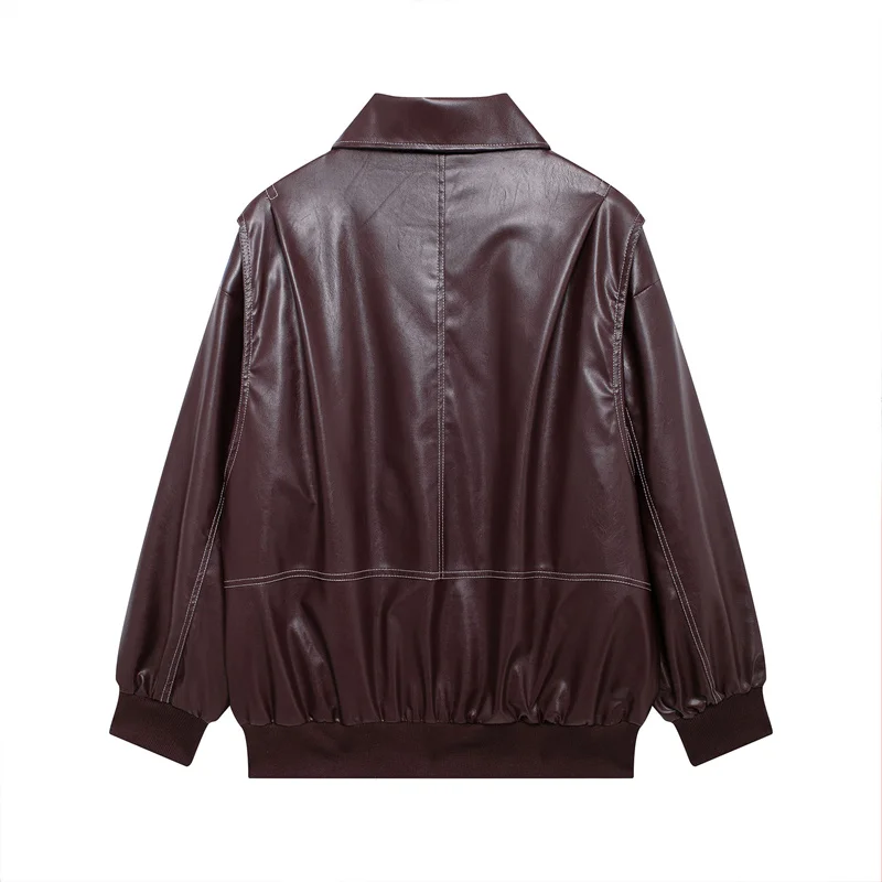 2025 Dames Oversize Losse Leren Jassen 14 Kleuren Kunstleer Jas Herfst Winter Vintage Top Rits-Up Streetwear Bovenkleding