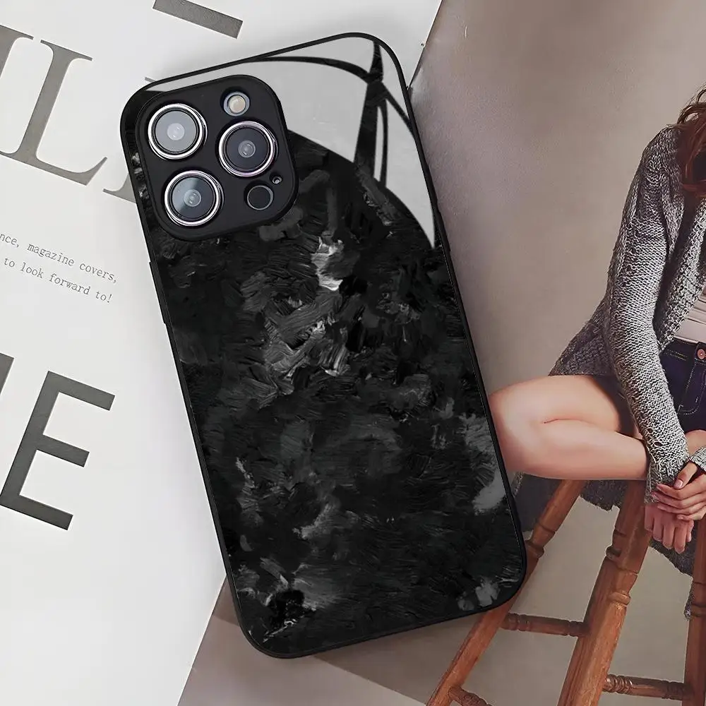 Normal Real Forged Carbon Phone Case for Iphone 16 15 14 12 11 13 Pro Max Mini X Xr Xs Se 8 Puls glass Cover