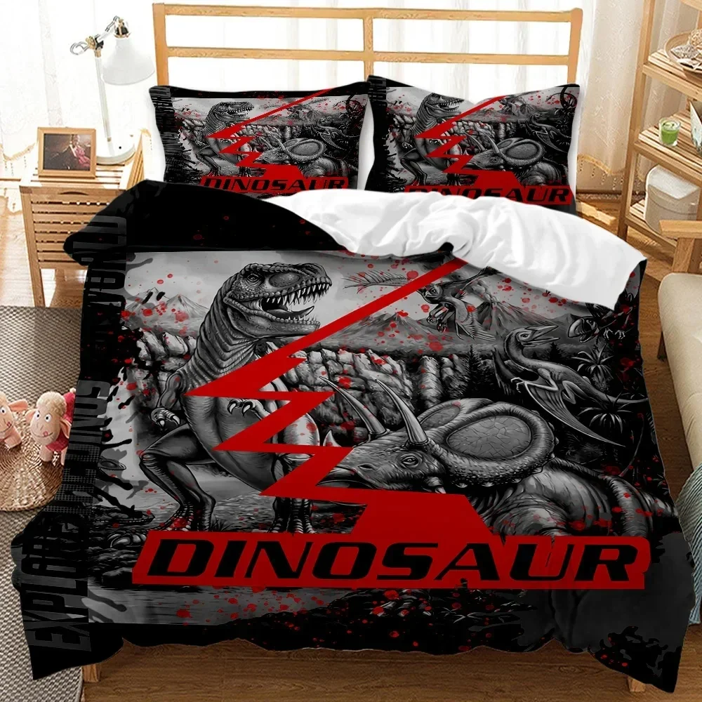 Dinosaur Duvet Cover Set Dinosaurs T-Rex Jurassic Dino Fossil Dinosaur Bedding Double Queen King Size Soft Polyester Qulit Cover