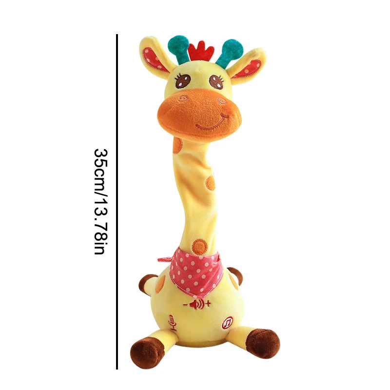 Giocattolo giraffa parlante danzante, giocattolo per bambini con animali di peluche che ripetere quello che dice, giraffa musicale luminosa con regali di canzoni per bambini