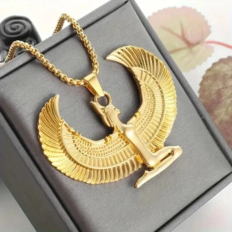 Ancient Egyptian goddess Isis wings necklace men's and women's religious lucky jewelry gift