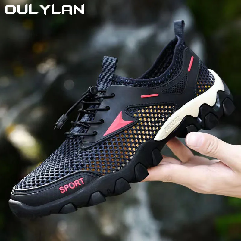 Oulylan Breathable Hiking Shoes Casual Soft Sole Lightweight Comfortable Mesh Anti-slip Walking Sneakers Climbing Wading Shoes