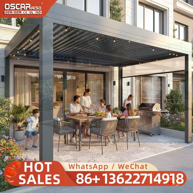 Large Size Adjustable Louvered Outdoor Aluminum Pergola with Waterproof Feature Customizable and Eco Friendly for Backyard Patio